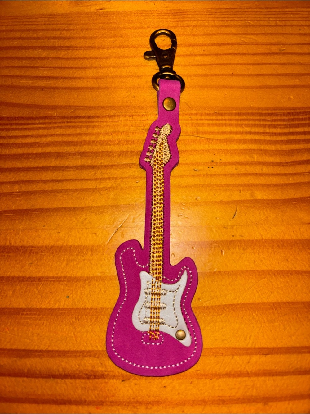 Portland Leather Pink Guitar Patch Bag Accent